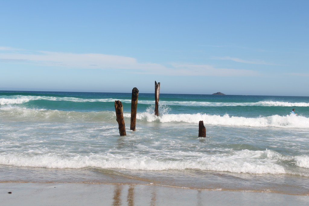Waves at ST Clair beach on the remaining Jetty